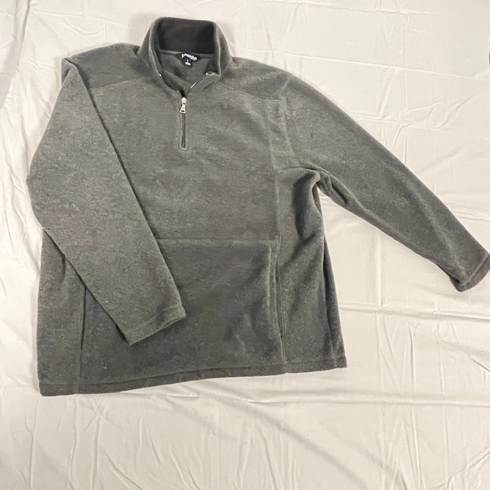 St John's Bay Sweatshirt Mens Large Gray Cozy Gym Training Quarter Zip Mock Neck